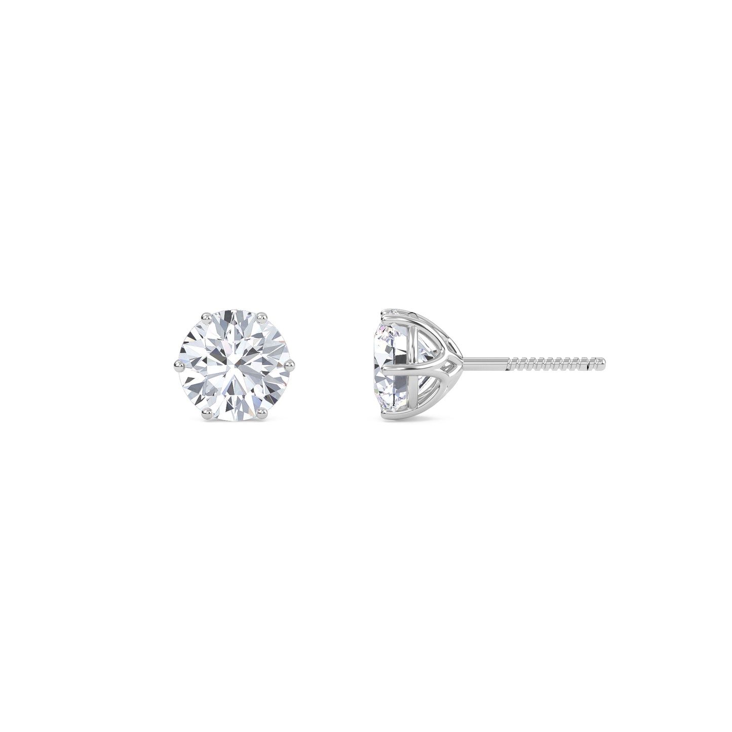 4 Carat Round Six Prong Solitaire Earrings