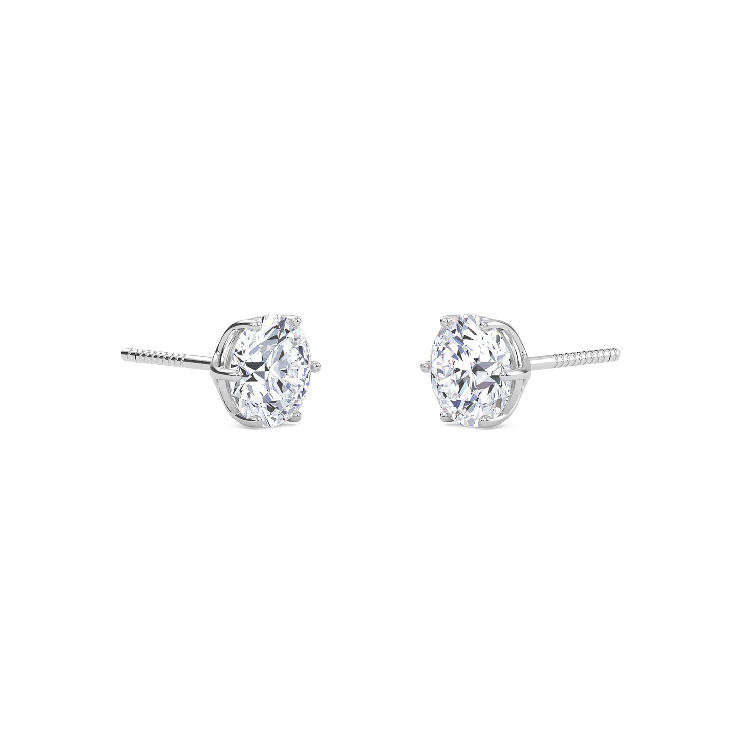 4 Carat Round Six Prong Solitaire Earrings