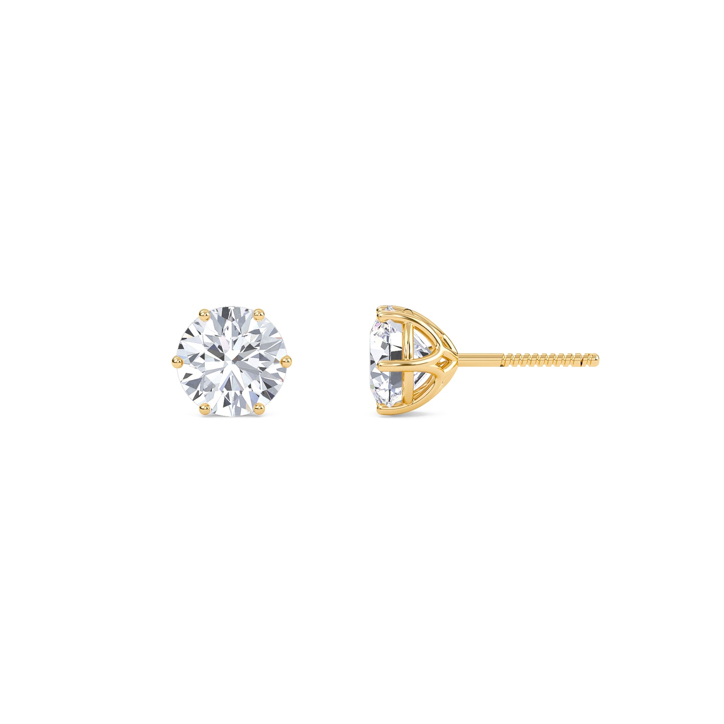 4 Carat Round Six Prong Solitaire Earrings