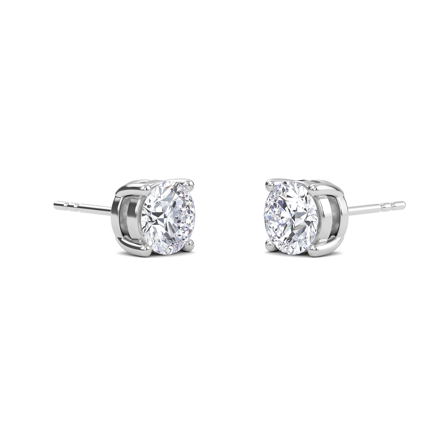 3 Carat Round Four Prong Solitaire Earrings