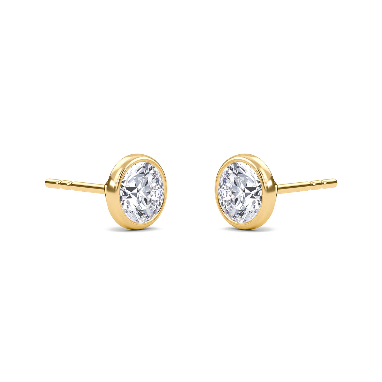 Round Bezel Set Solitaire Earrings