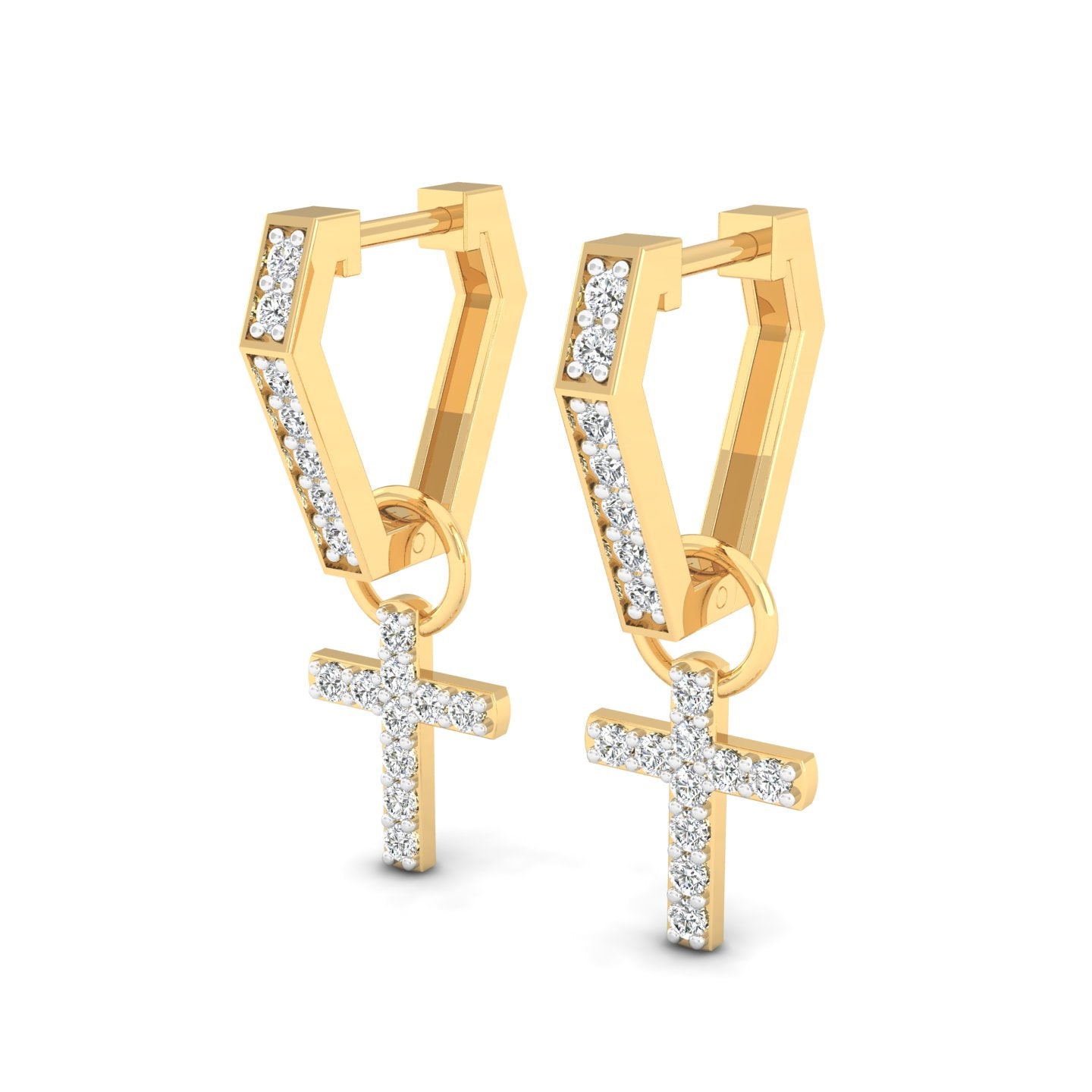 Cruciform Diamond Drop Hoops