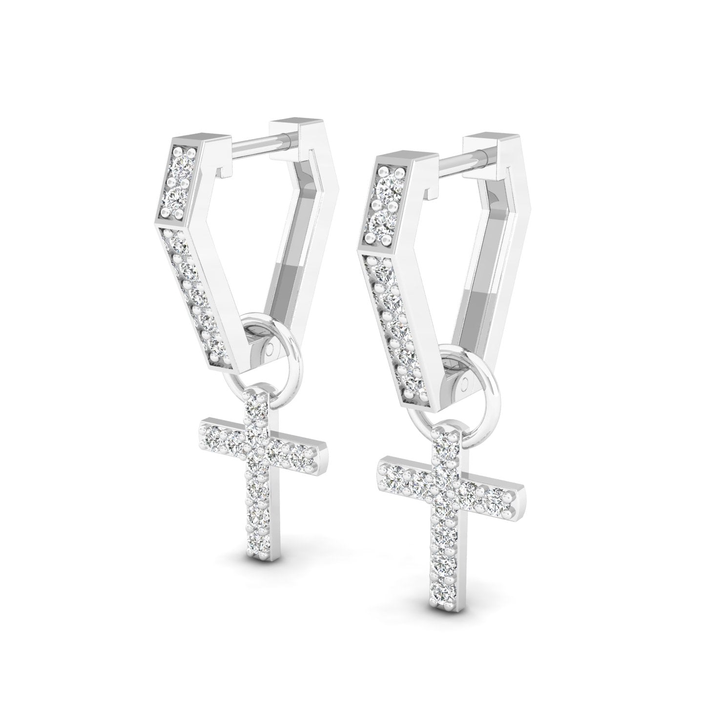 Cruciform Diamond Drop Hoops