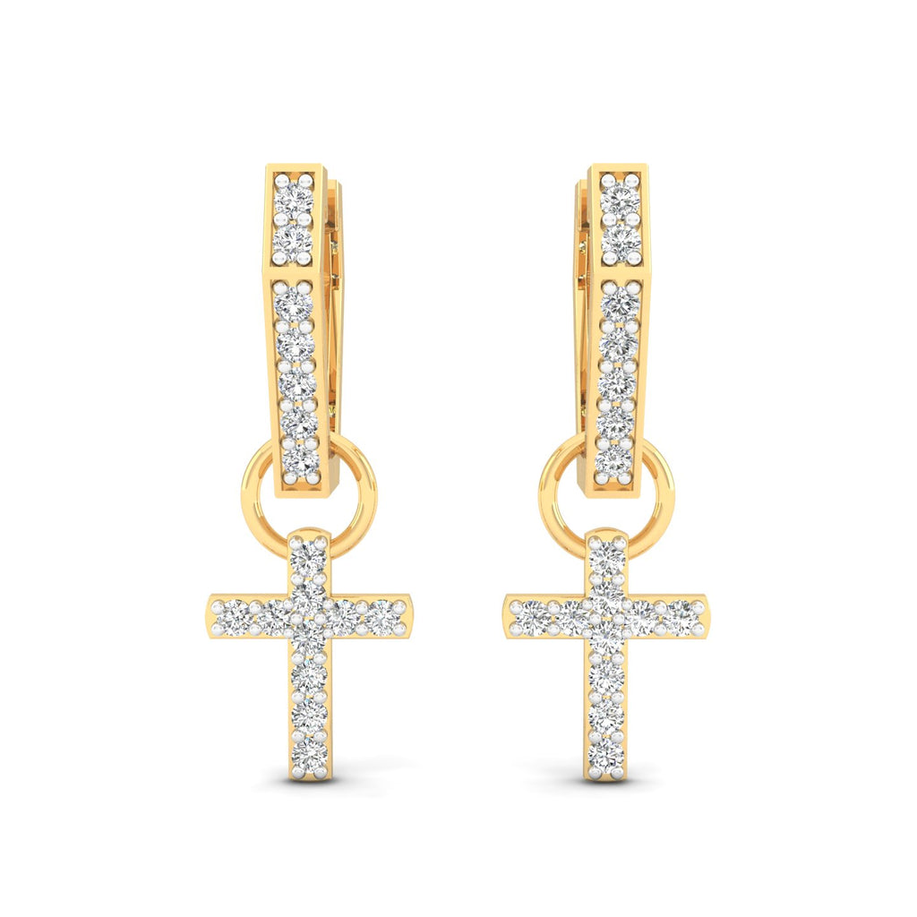 Cruciform Diamond Drop Hoops