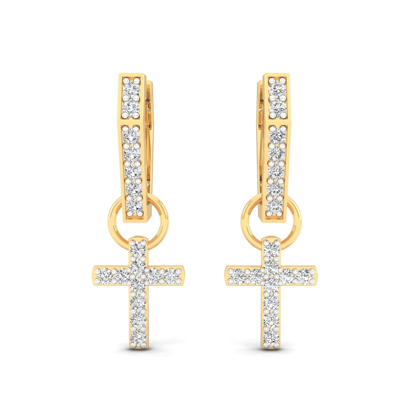 Cruciform Diamond Drop Hoops