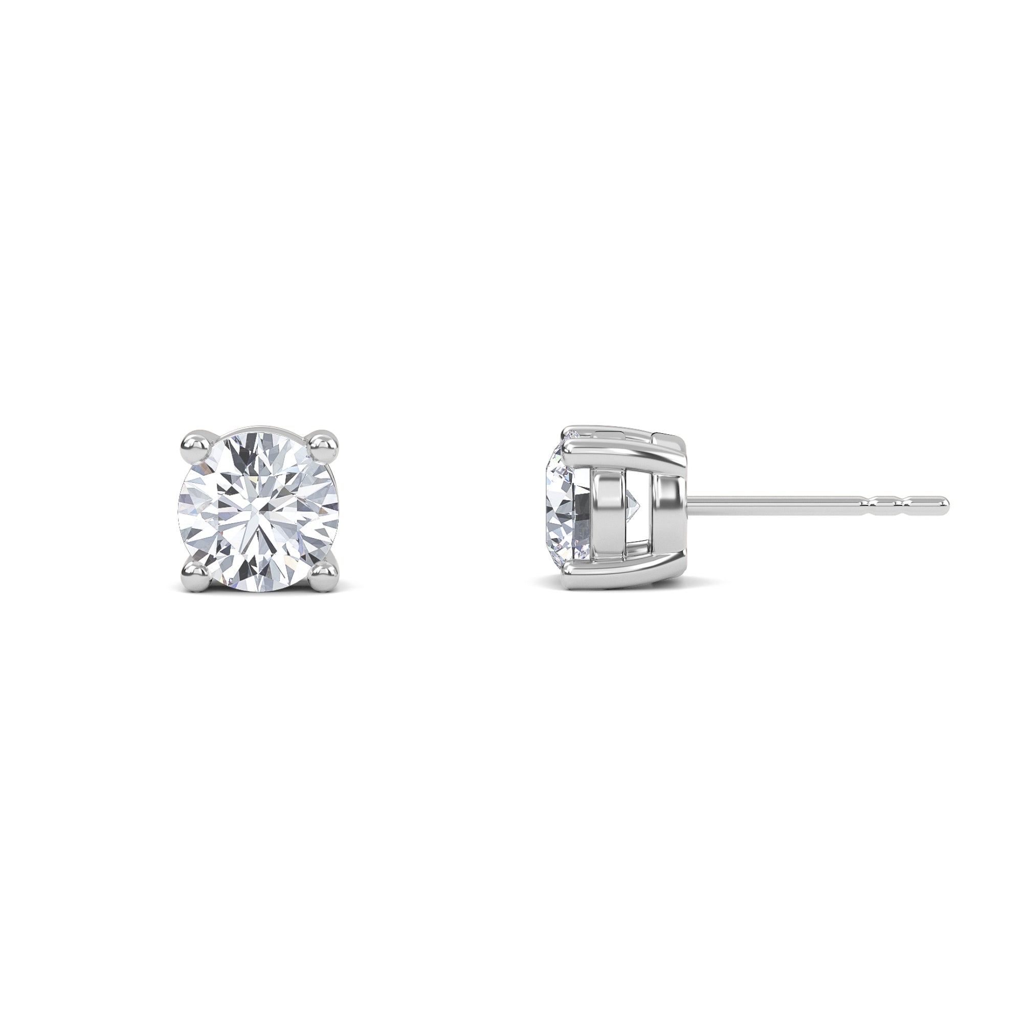 1 Carat Round Four Prong Solitaire Earrings