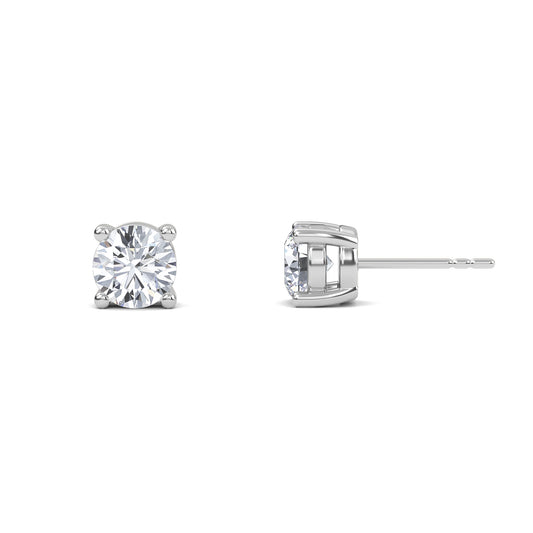 1 Carat Round Four Prong Solitaire Earrings