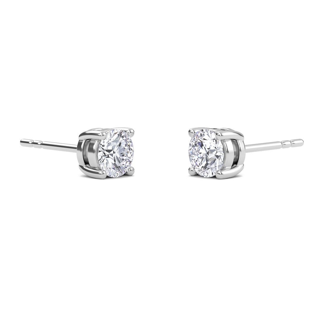 1 Carat Round Four Prong Solitaire Earrings