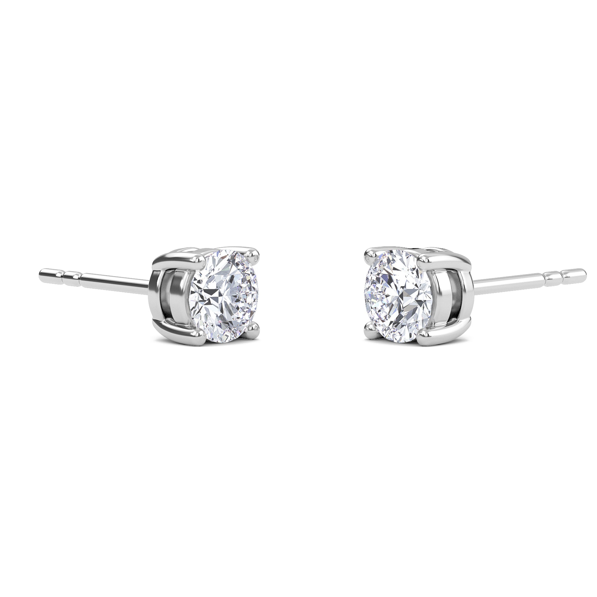 1 Carat Round Four Prong Solitaire Earrings