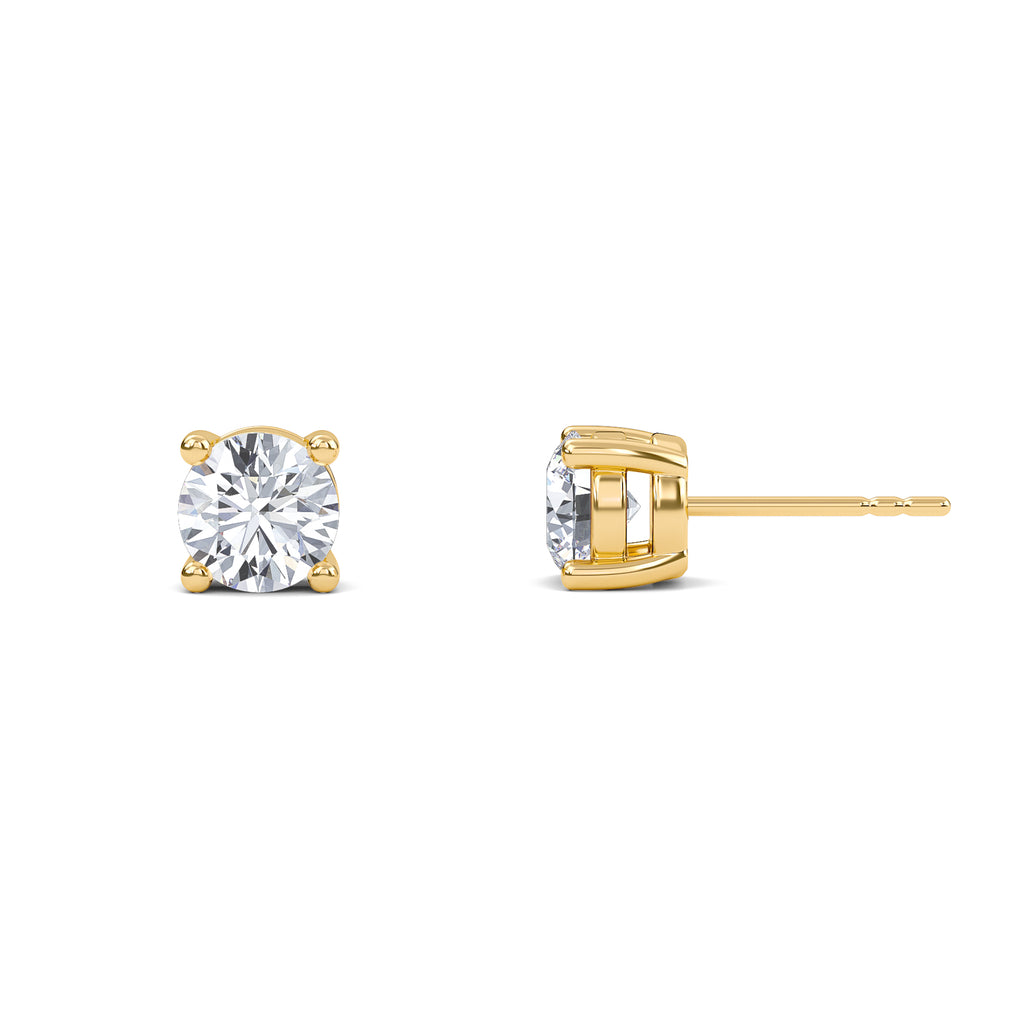 1 Carat Round Four Prong Solitaire Earrings