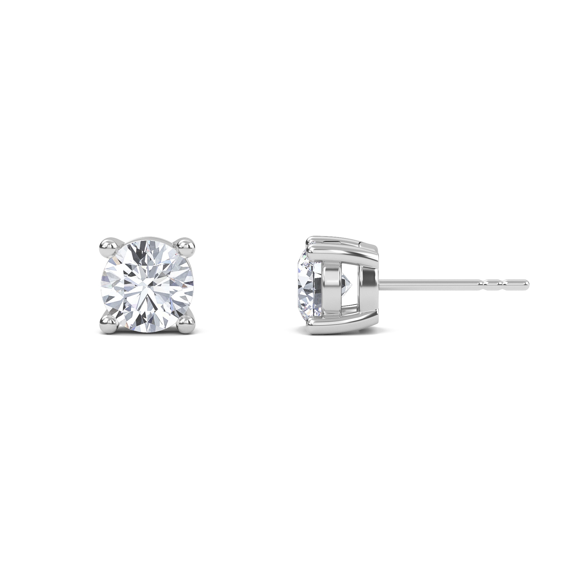 2 Carat Round Four Prong Solitaire Earrings