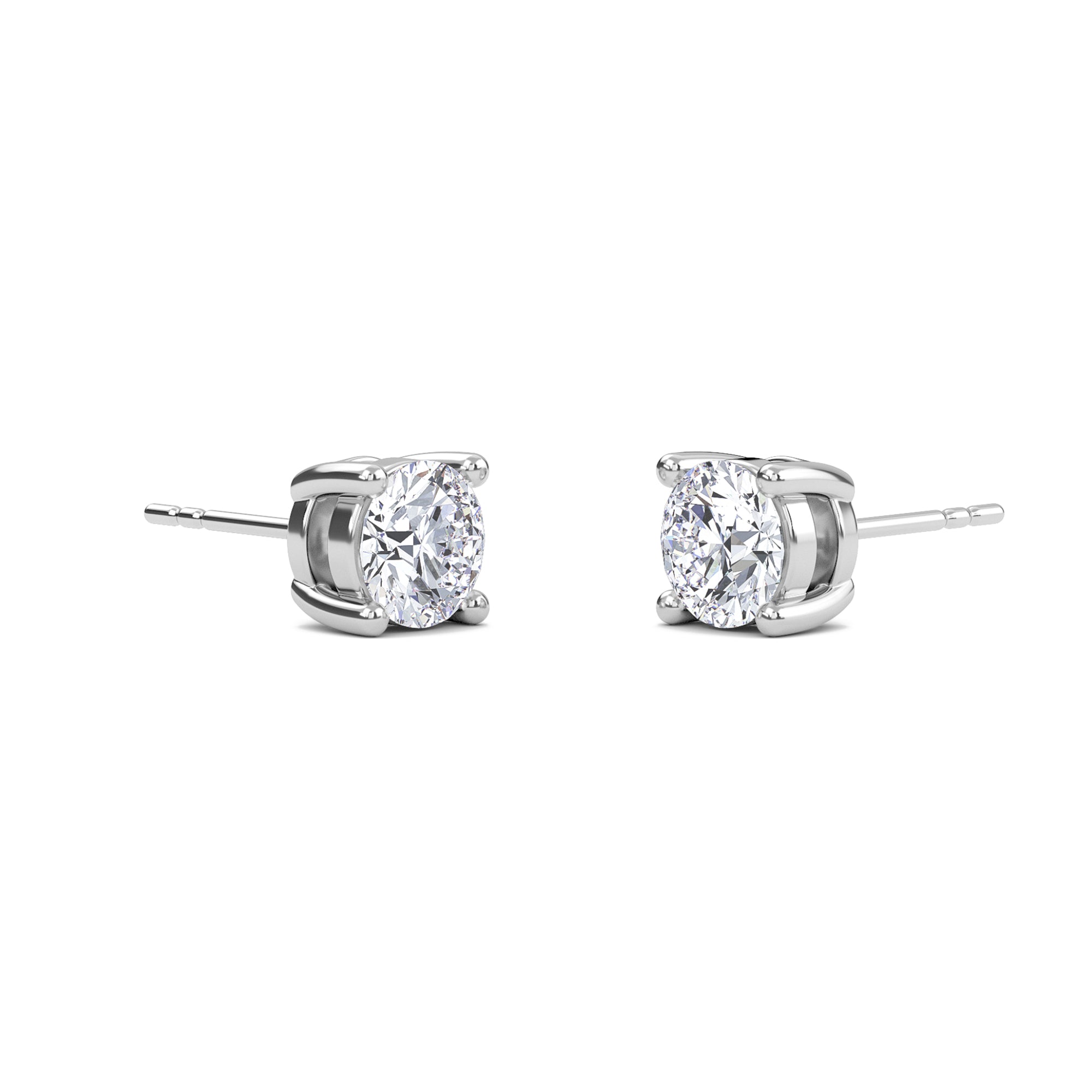 2 Carat Round Four Prong Solitaire Earrings