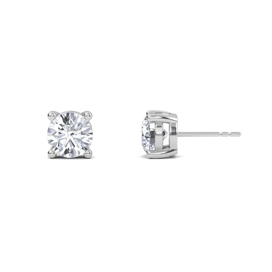 4 Carat Round Four Prong Solitaire Earrings