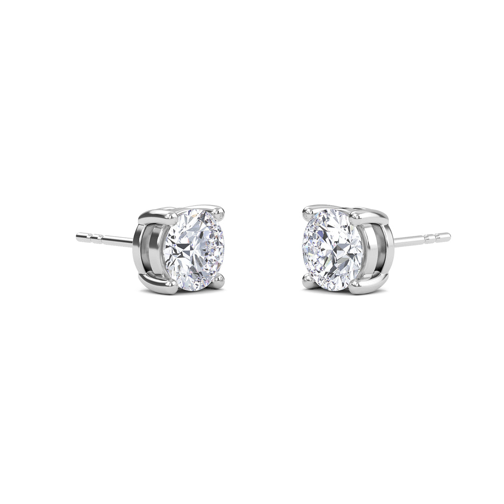 4 Carat Round Four Prong Solitaire Earrings