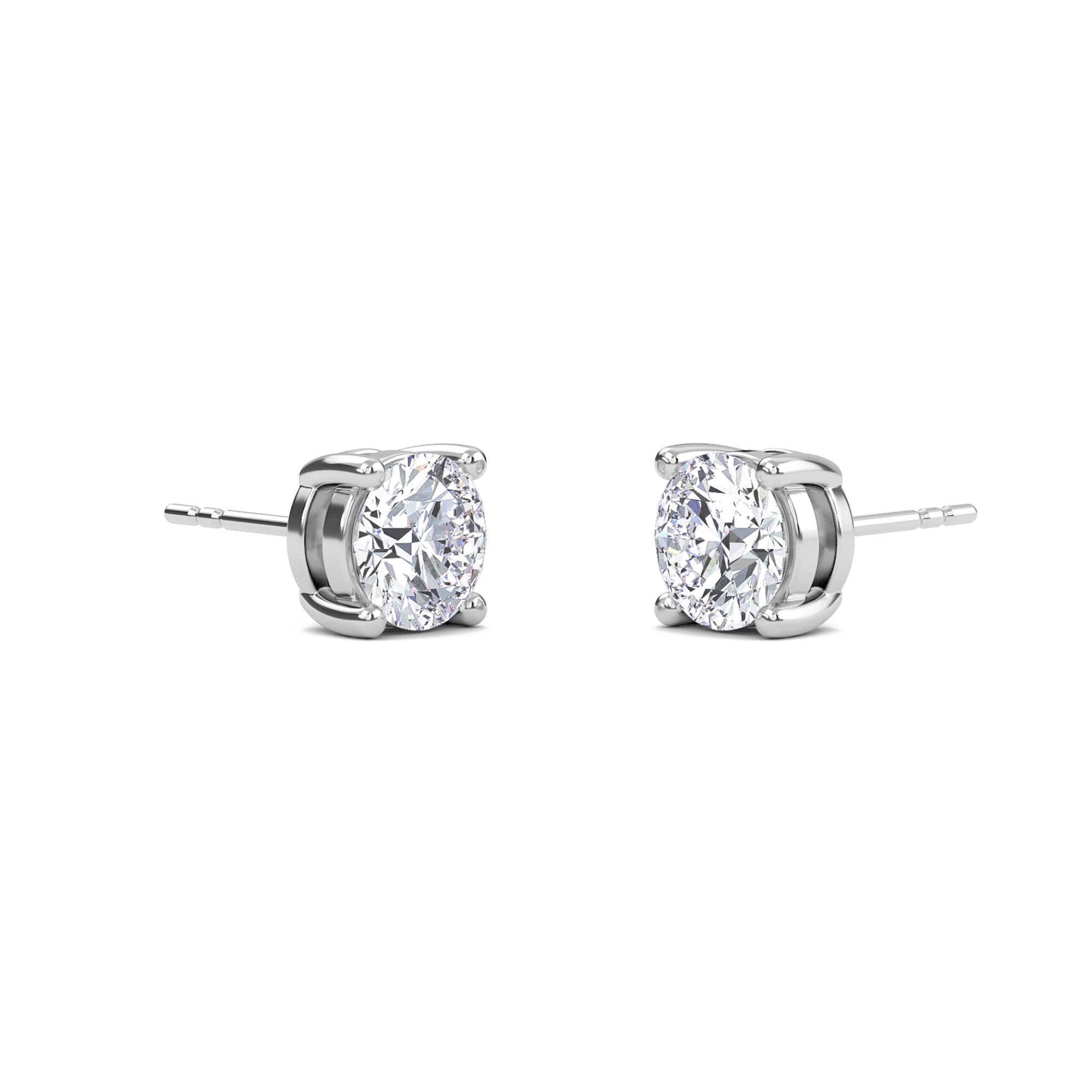 4 Carat Round Four Prong Solitaire Earrings