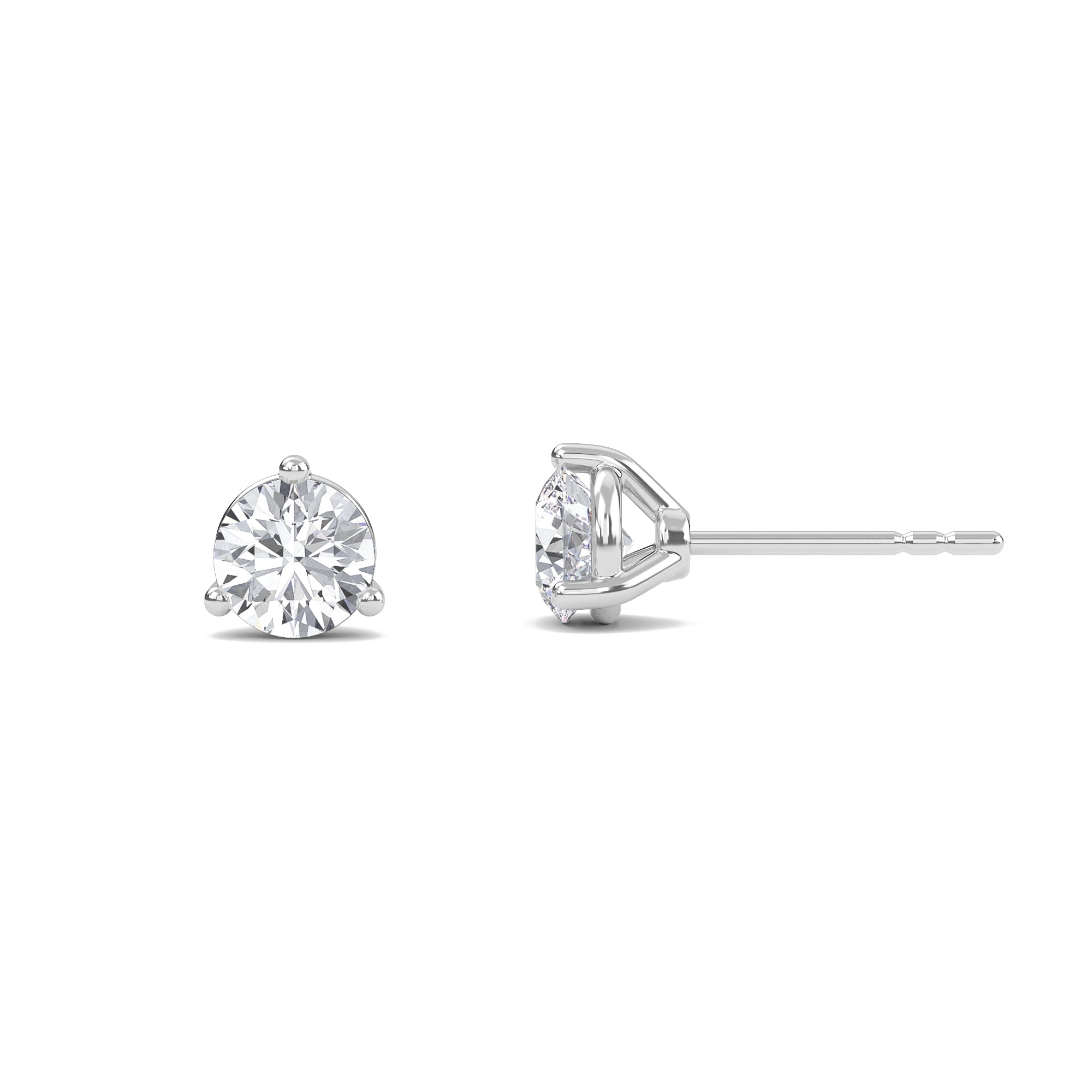 0.25 ctw Round Lab Grown Diamond Three Prong Solitaire Earrings