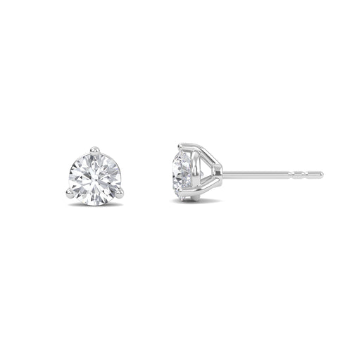 0.25 ctw Round Lab Grown Diamond Three Prong Solitaire Earrings