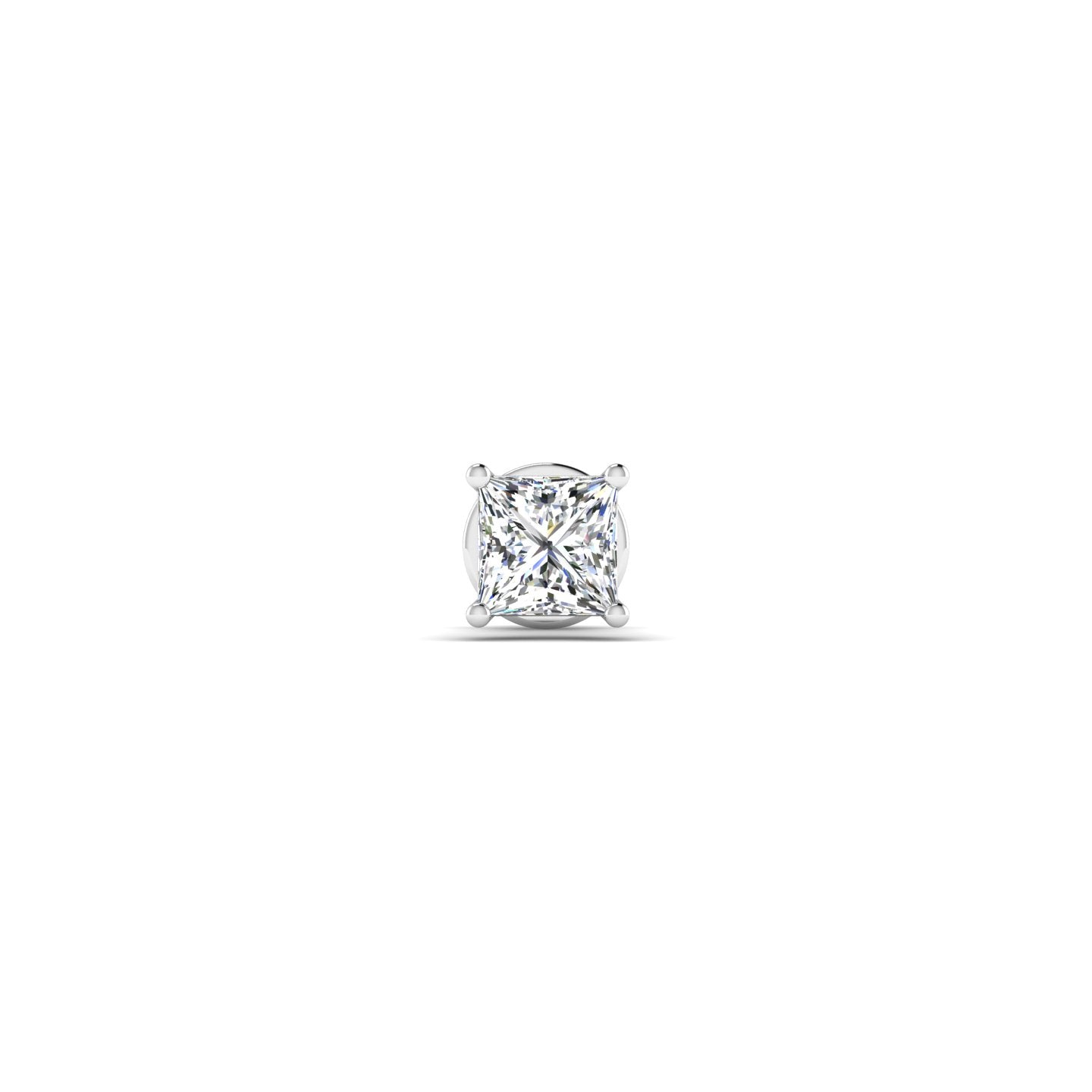 1 Carat Princess-Cut Solitaire Stud