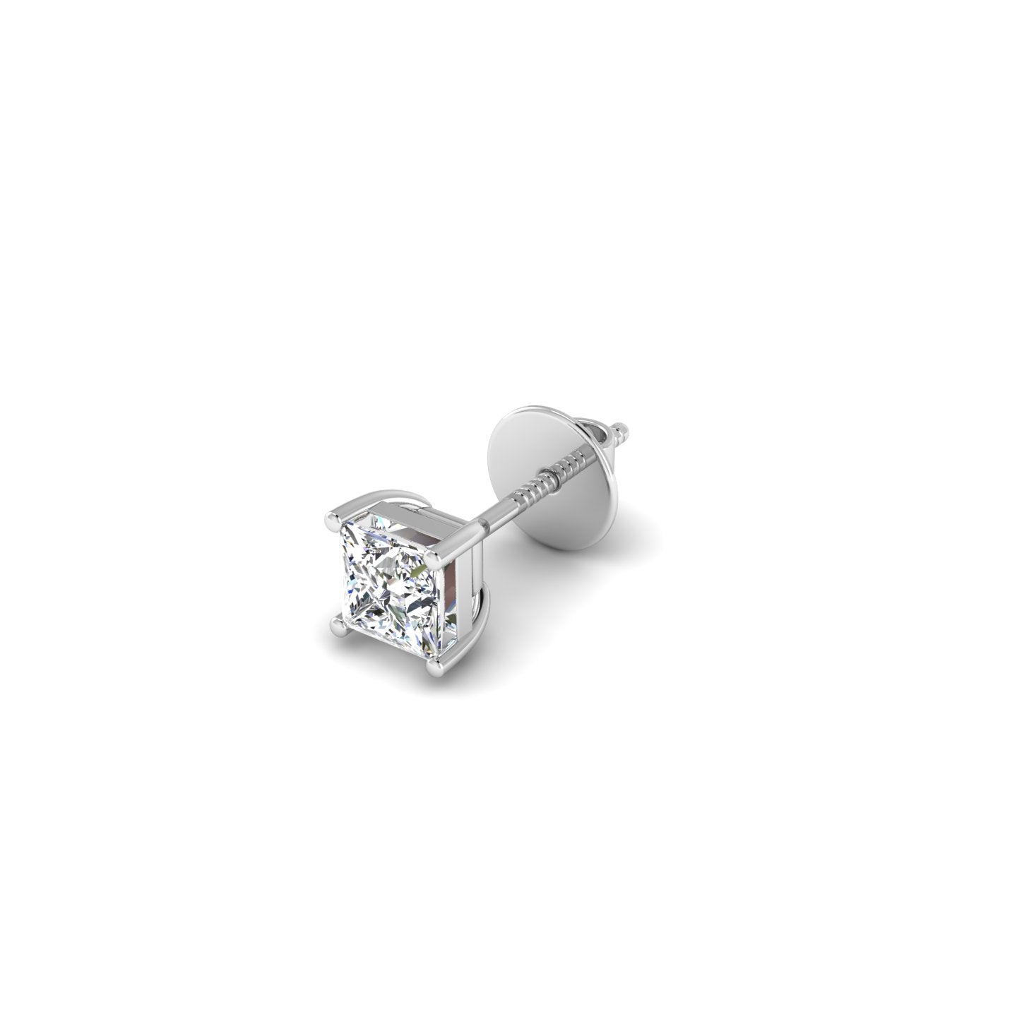 1 Carat Princess-Cut Solitaire Stud