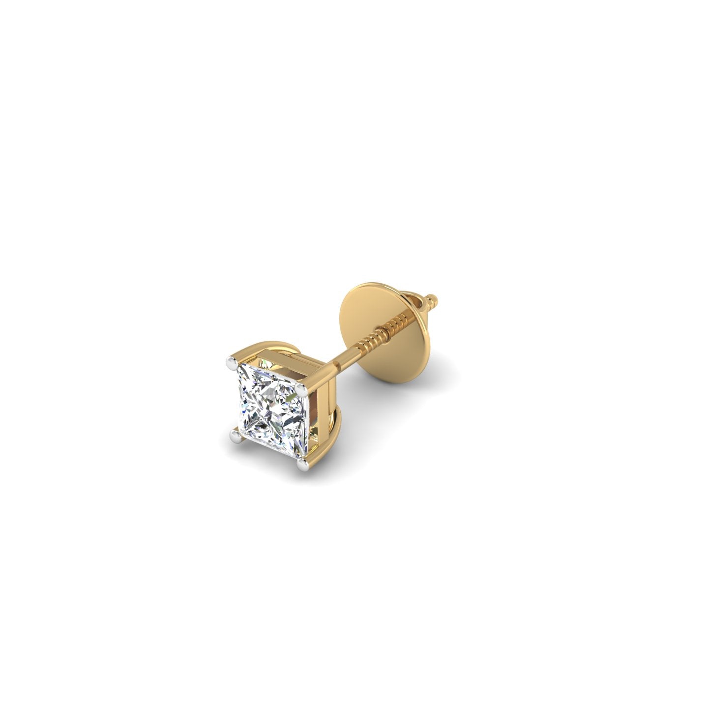 1 Carat Princess-Cut Solitaire Stud