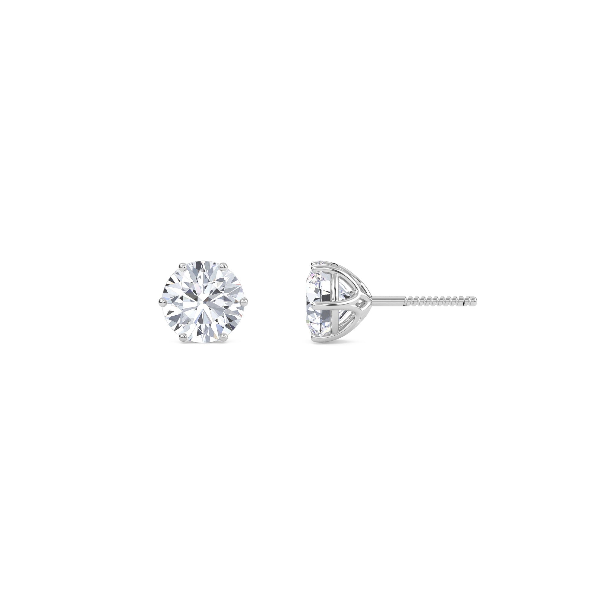 2 Carat Round Six Prong Solitaire Earrings