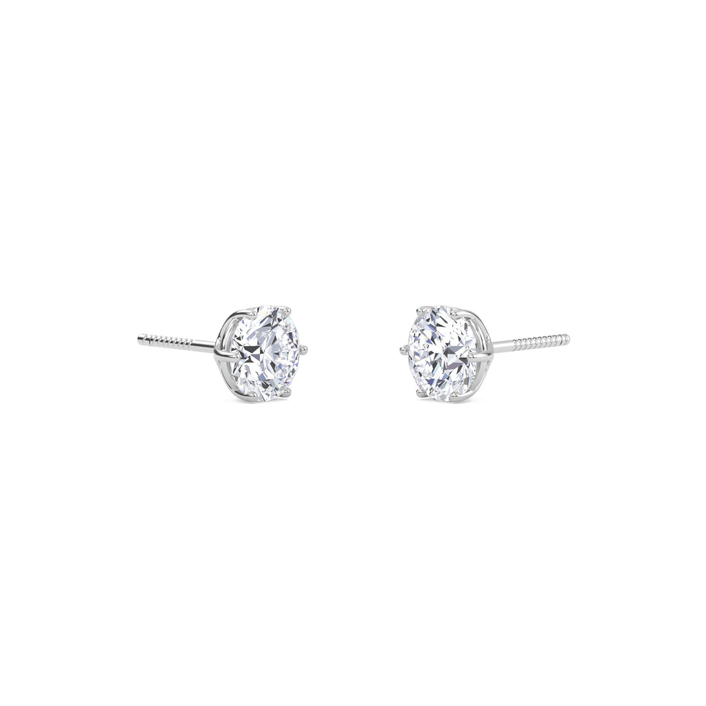 2 Carat Round Six Prong Solitaire Earrings