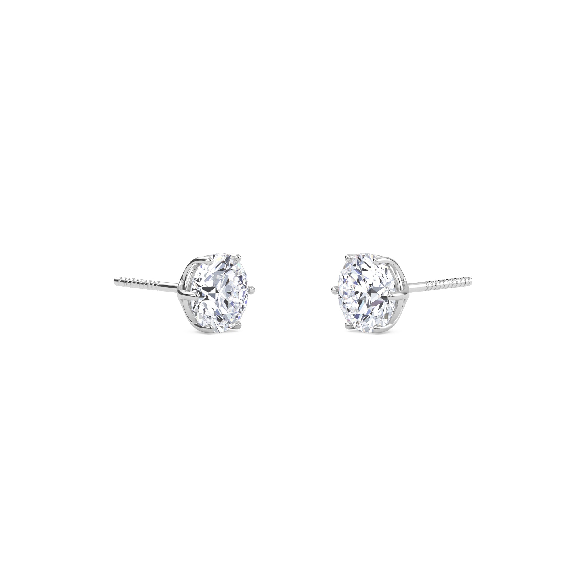 2 Carat Round Six Prong Solitaire Earrings