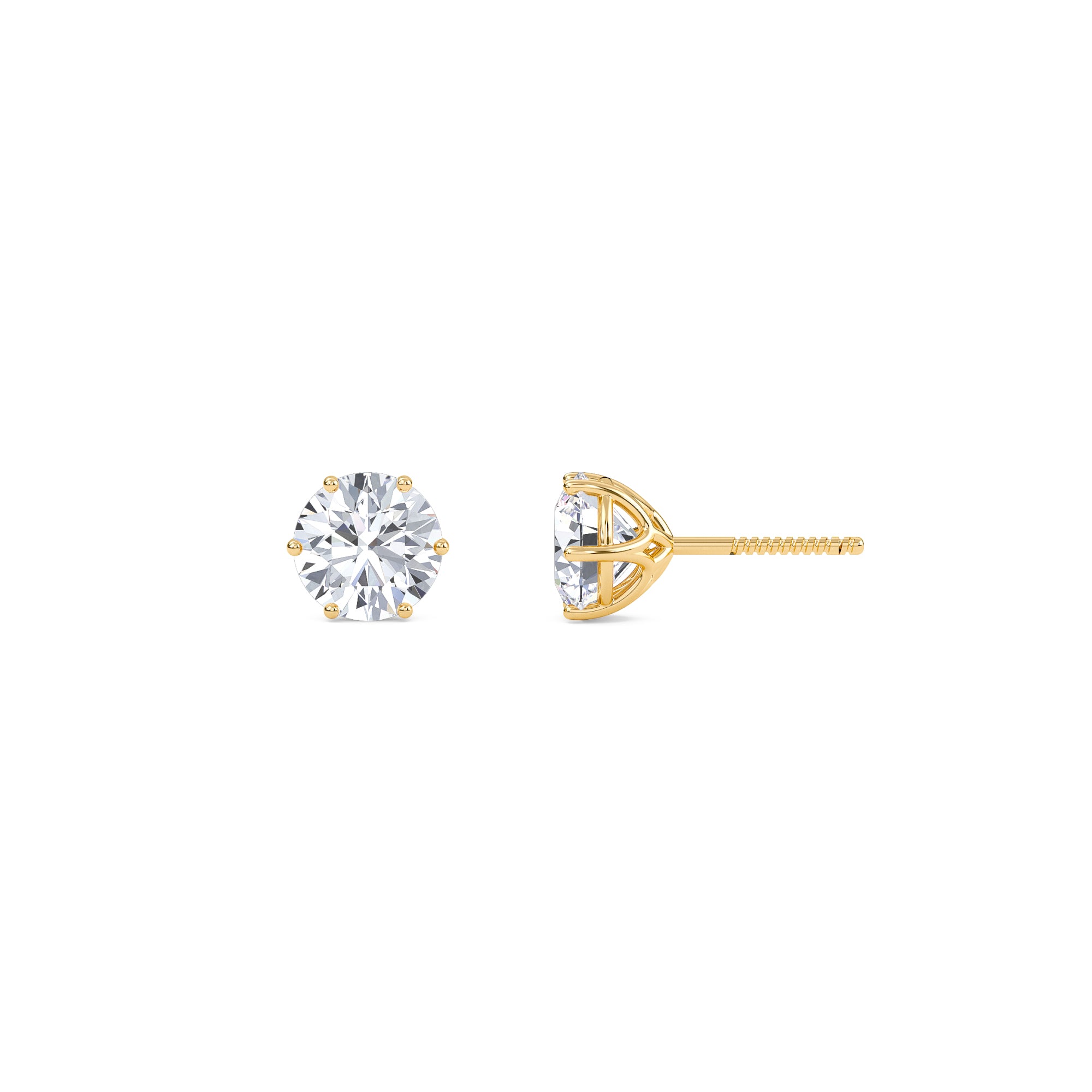 2 Carat Round Six Prong Solitaire Earrings