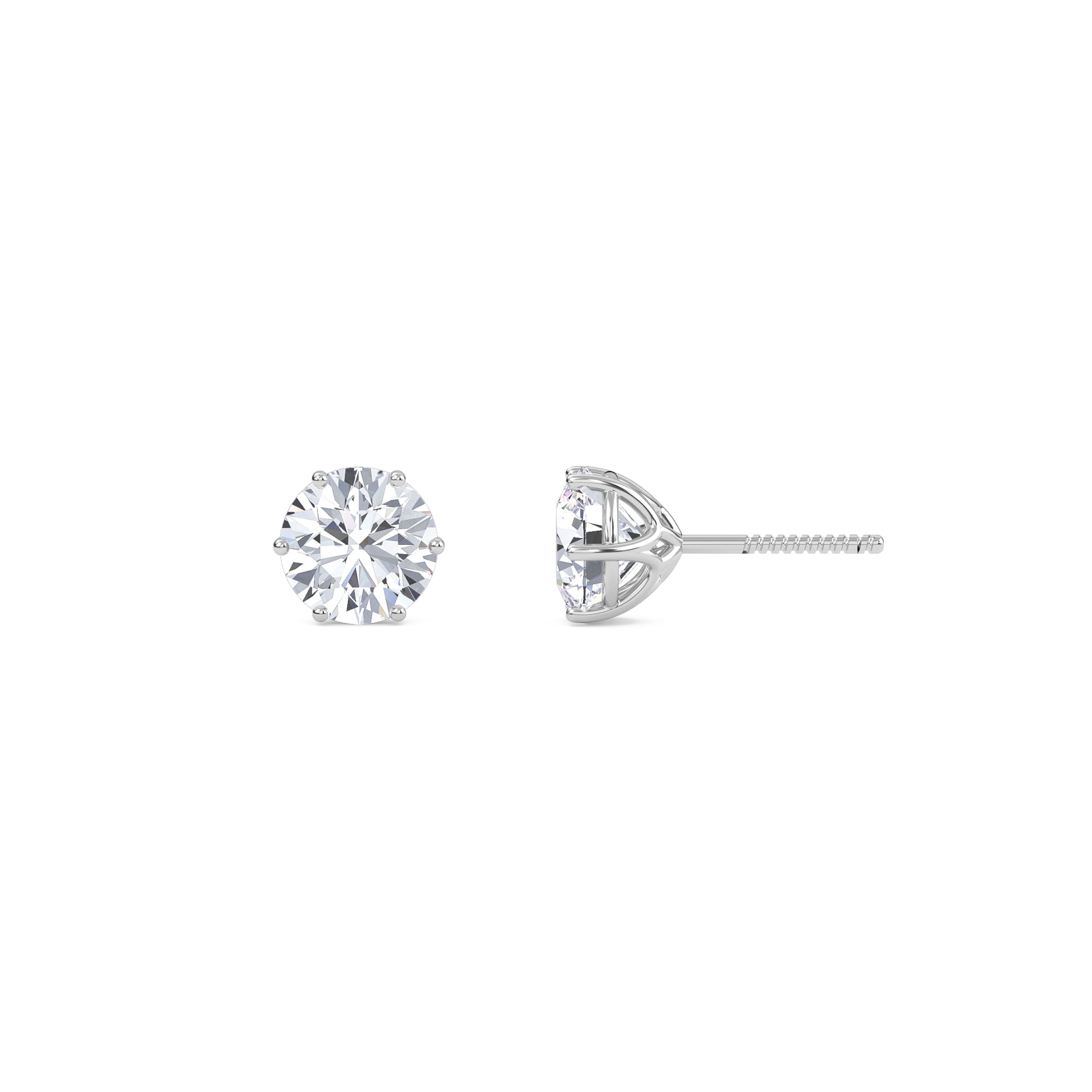 3 Carat Round Six Prong Solitaire Earrings