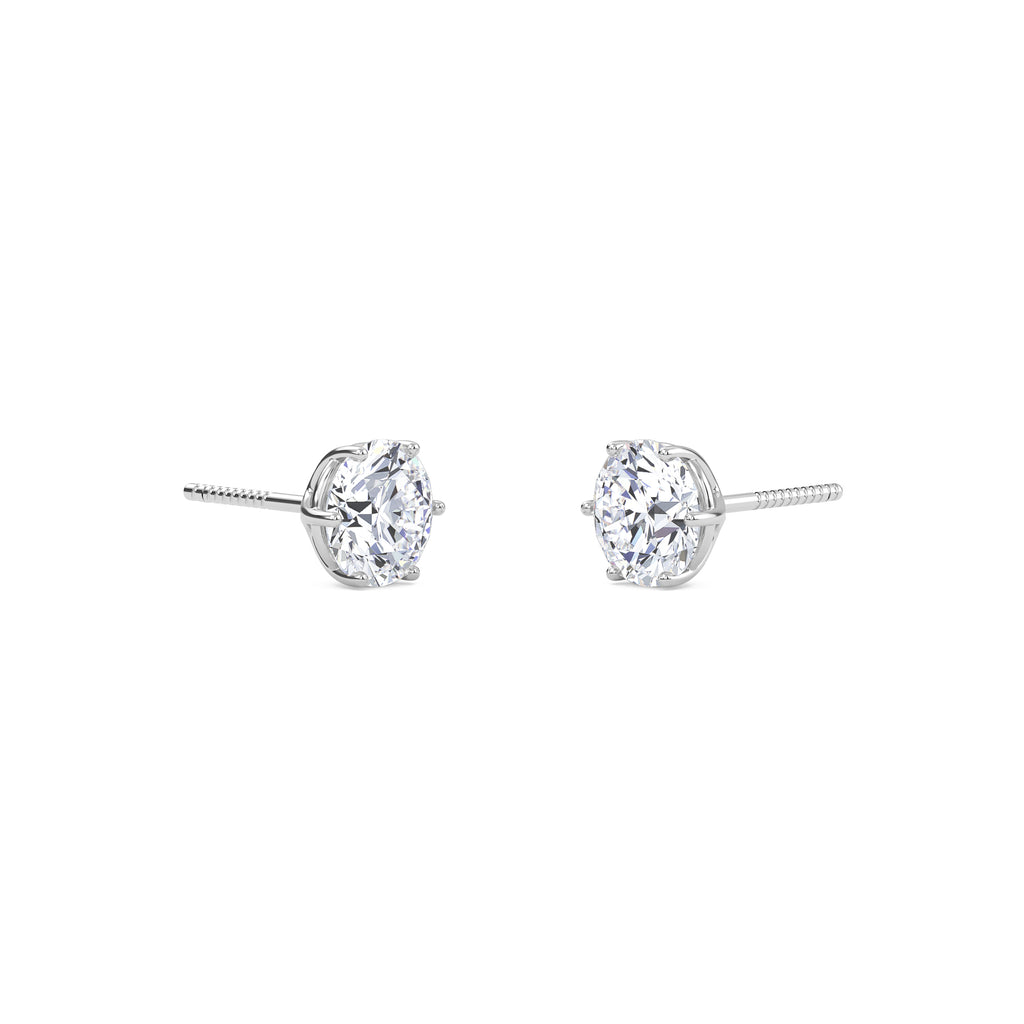 3 Carat Round Six Prong Solitaire Earrings