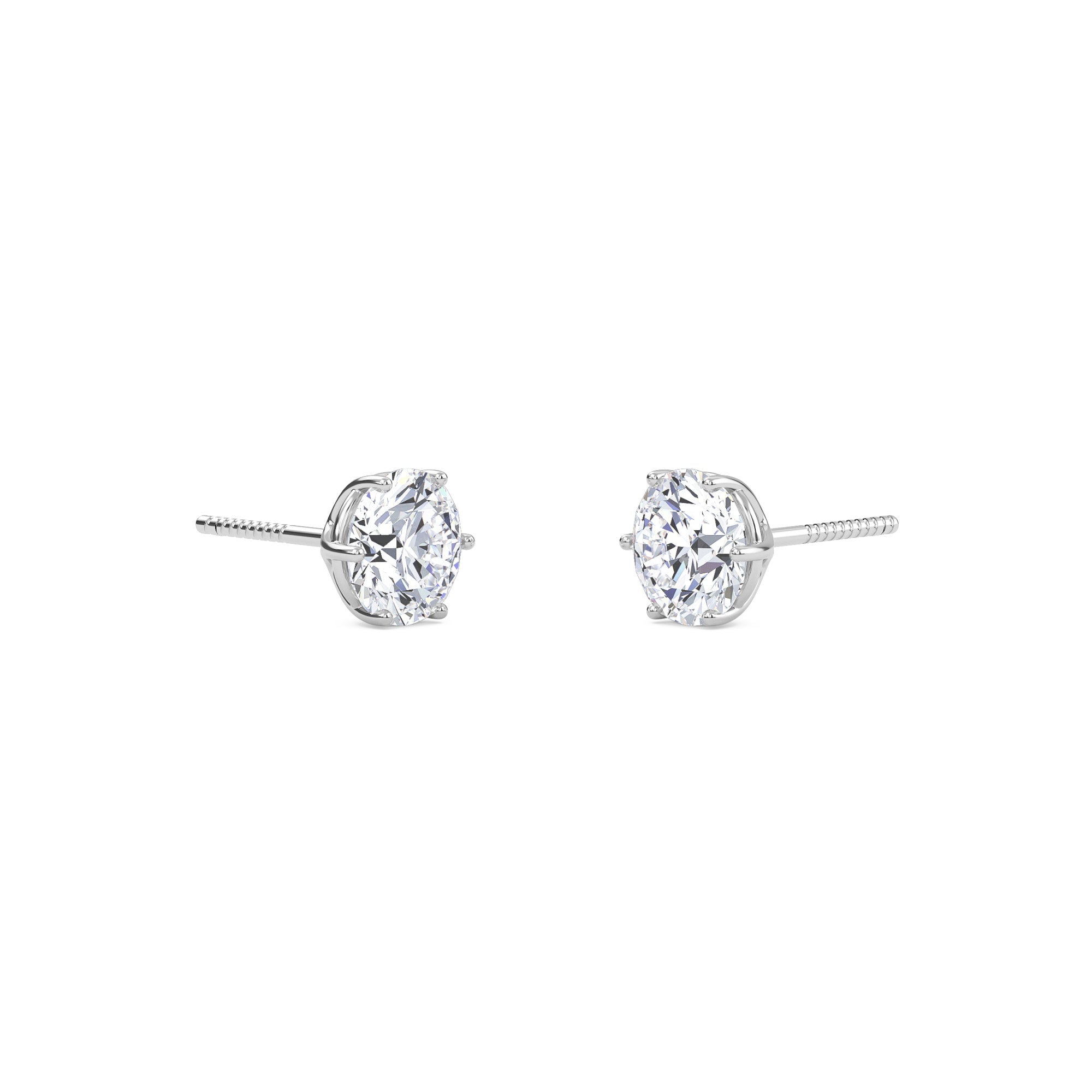 3 Carat Round Six Prong Solitaire Earrings