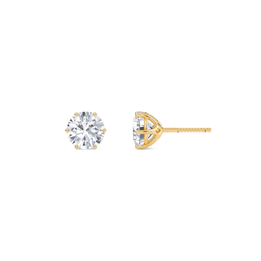 3 Carat Round Six Prong Solitaire Earrings