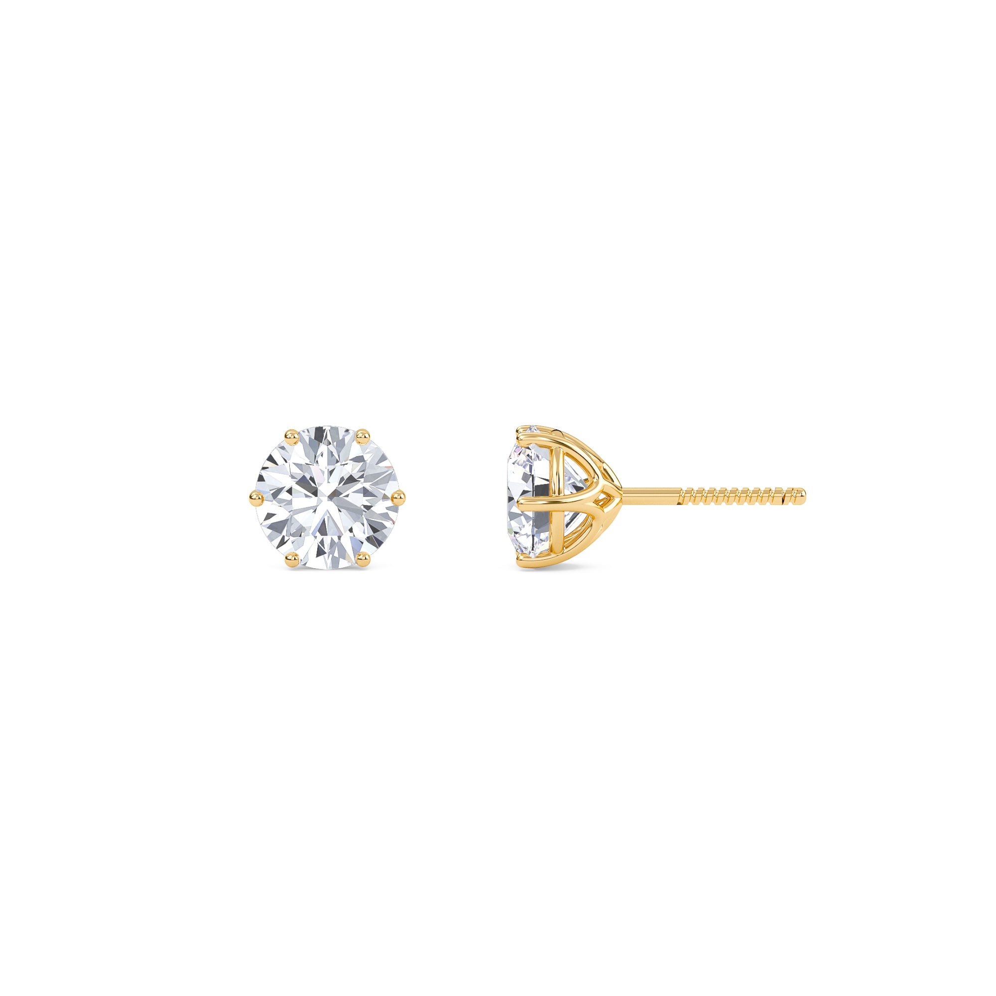 3 Carat Round Six Prong Solitaire Earrings