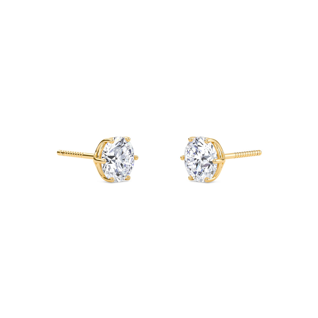 3 Carat Round Six Prong Solitaire Earrings