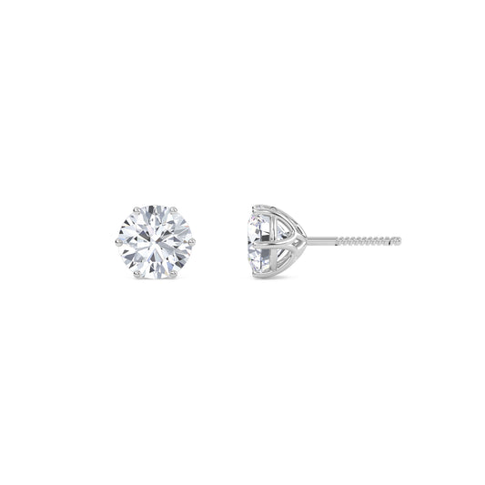 Round Six Prong Solitaire Earrings
