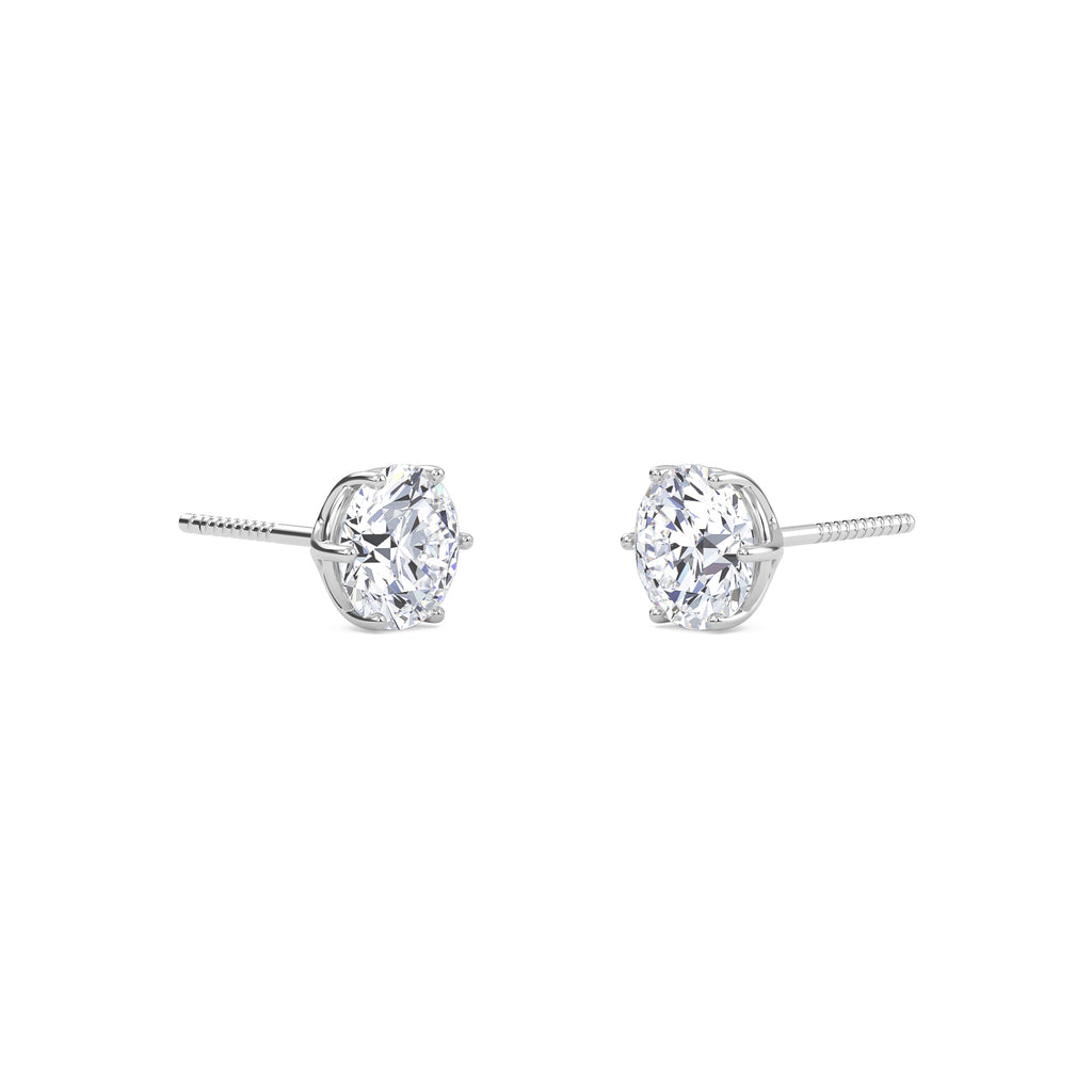 4 Carat Round Six Prong Solitaire Earrings