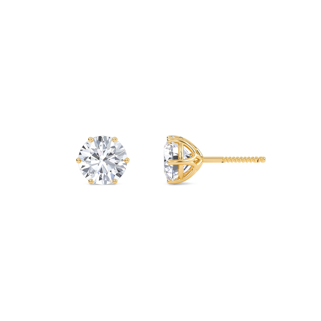 4 Carat Round Six Prong Solitaire Earrings