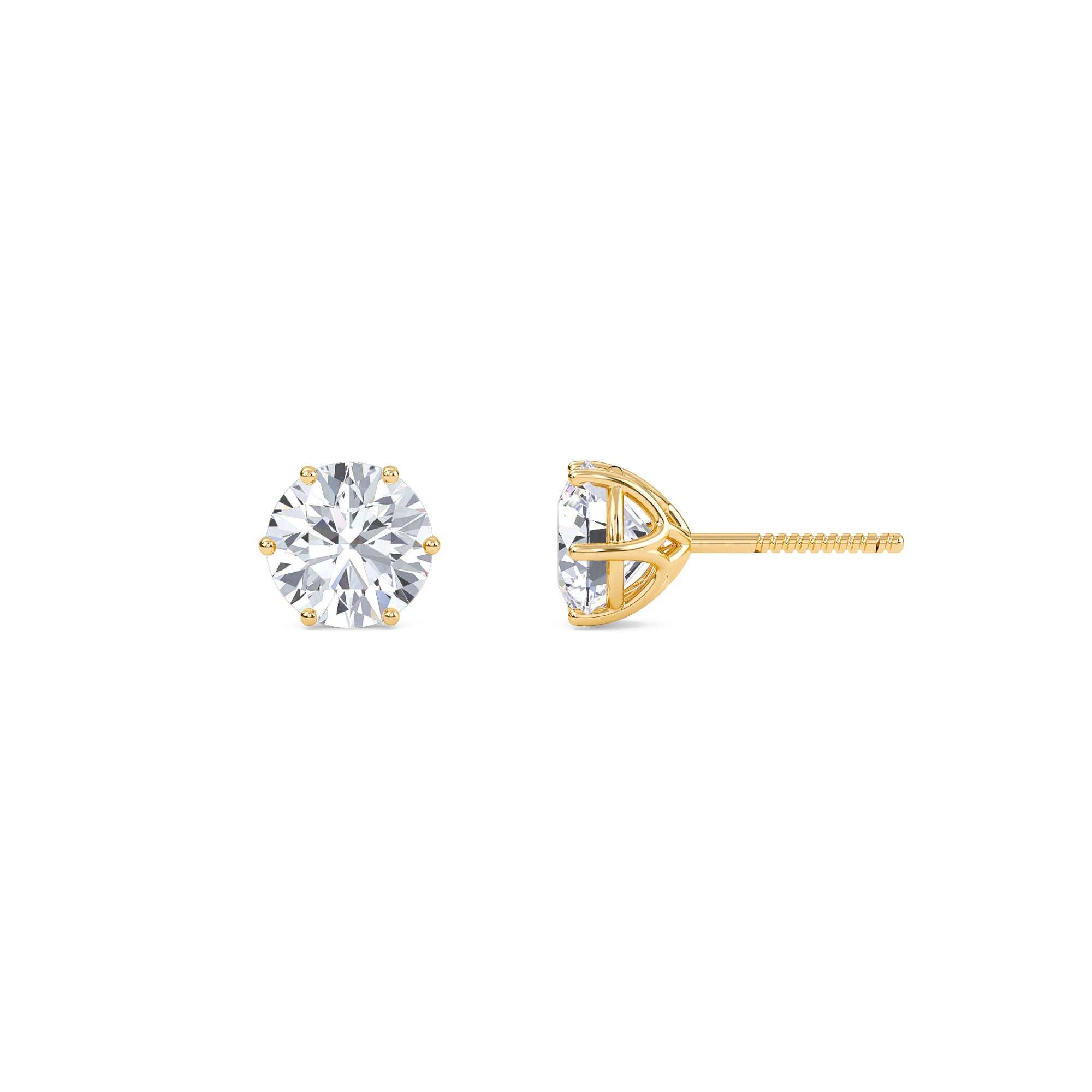 4 Carat Round Six Prong Solitaire Earrings