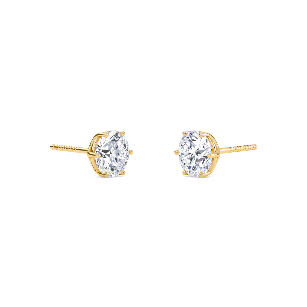 4 Carat Round Six Prong Solitaire Earrings
