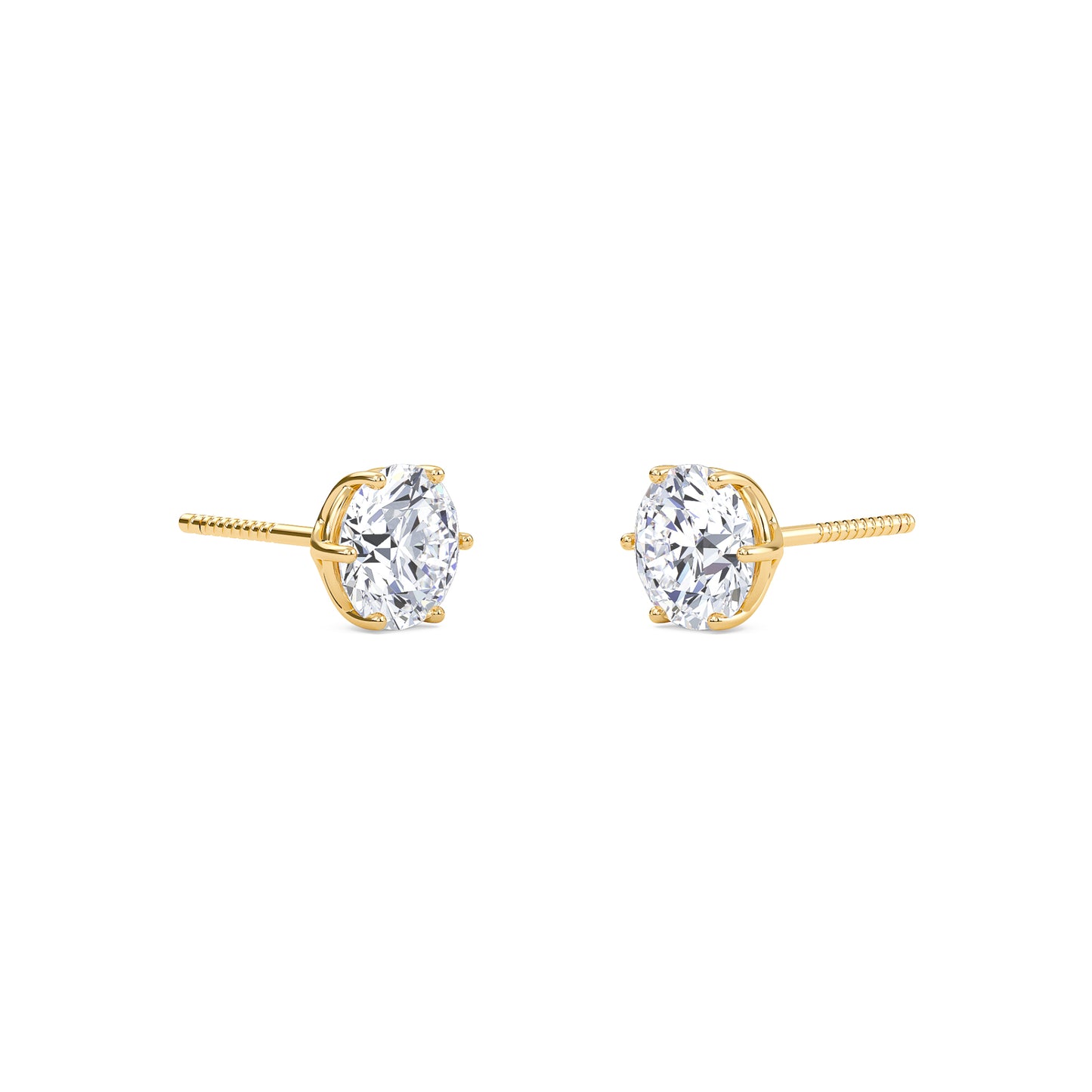 4 Carat Round Six Prong Solitaire Earrings
