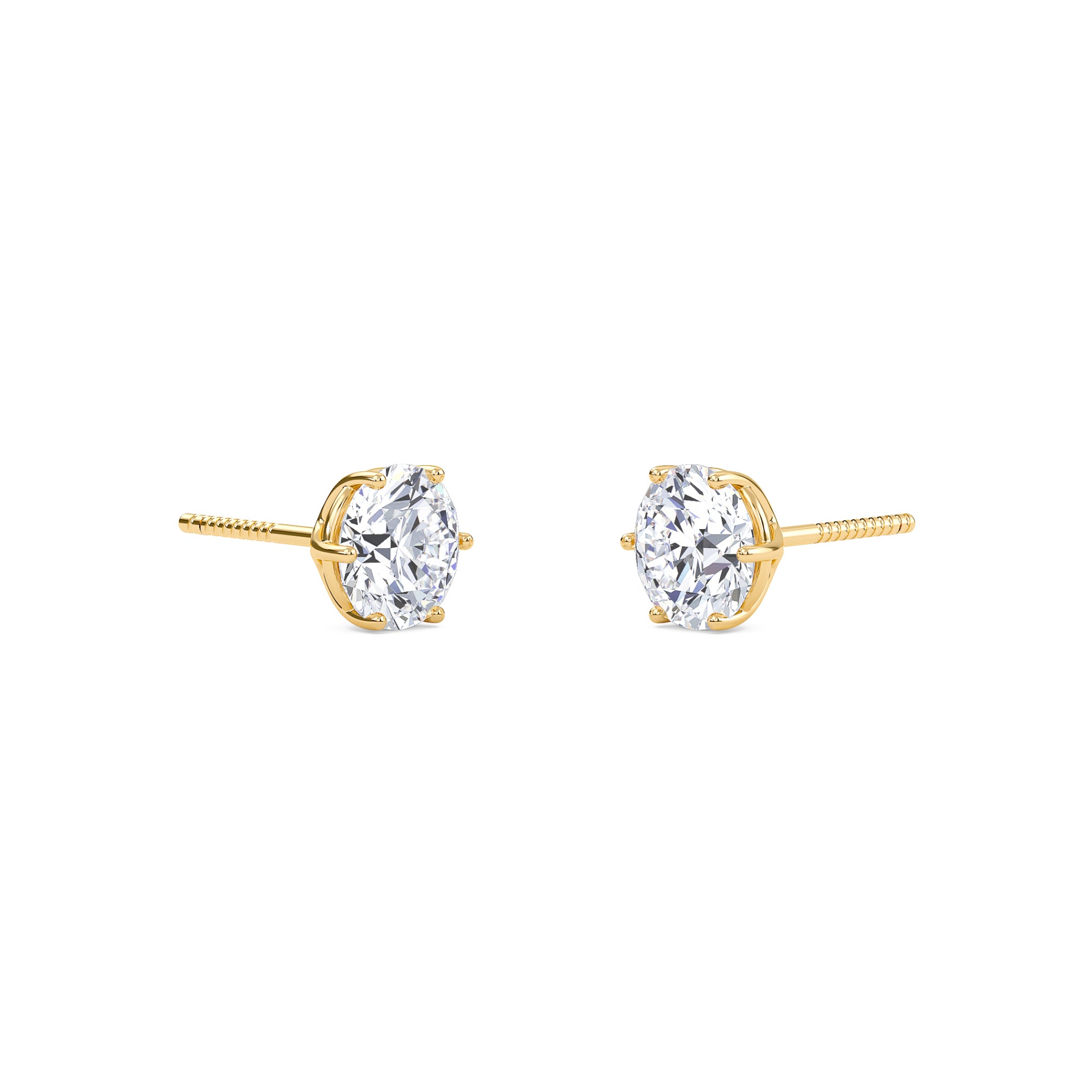 4 Carat Round Six Prong Solitaire Earrings