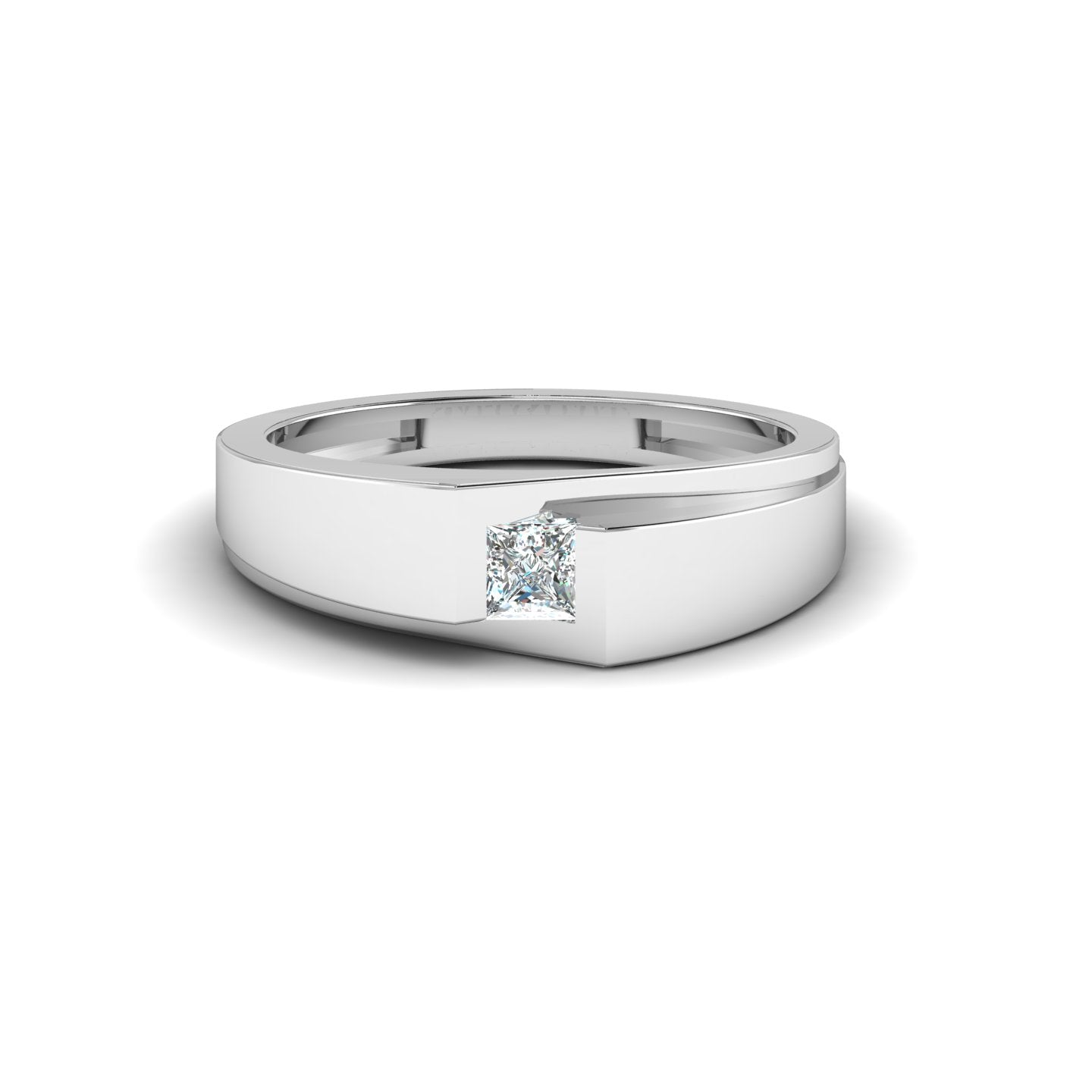 Modern Men's Solitaire Ring