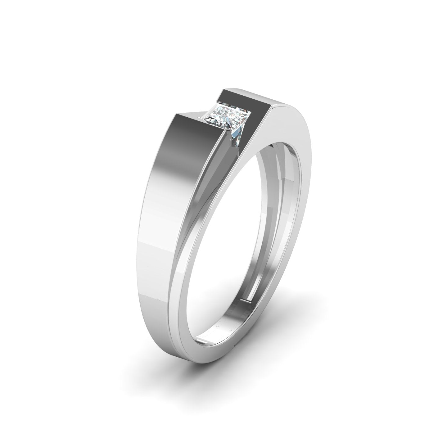 Modern Men's Solitaire Ring
