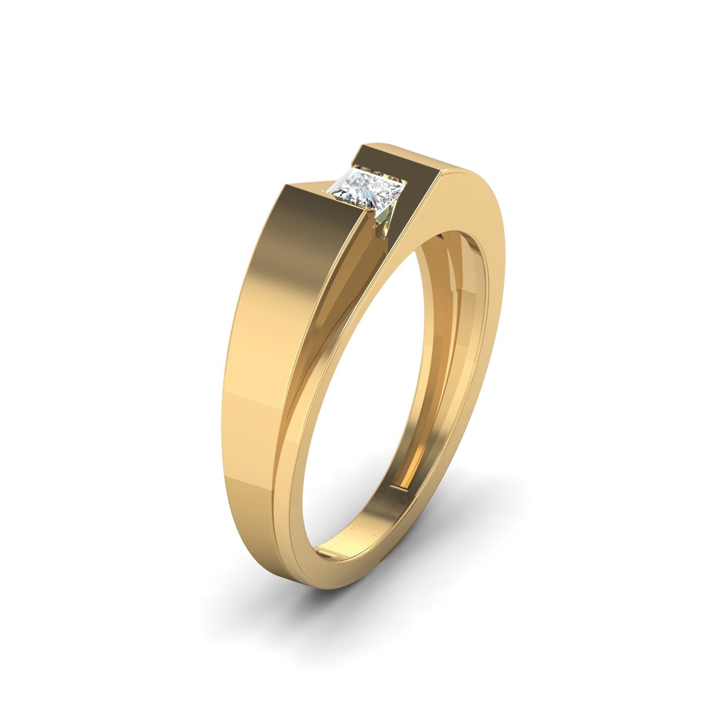 Modern Men's Solitaire Ring