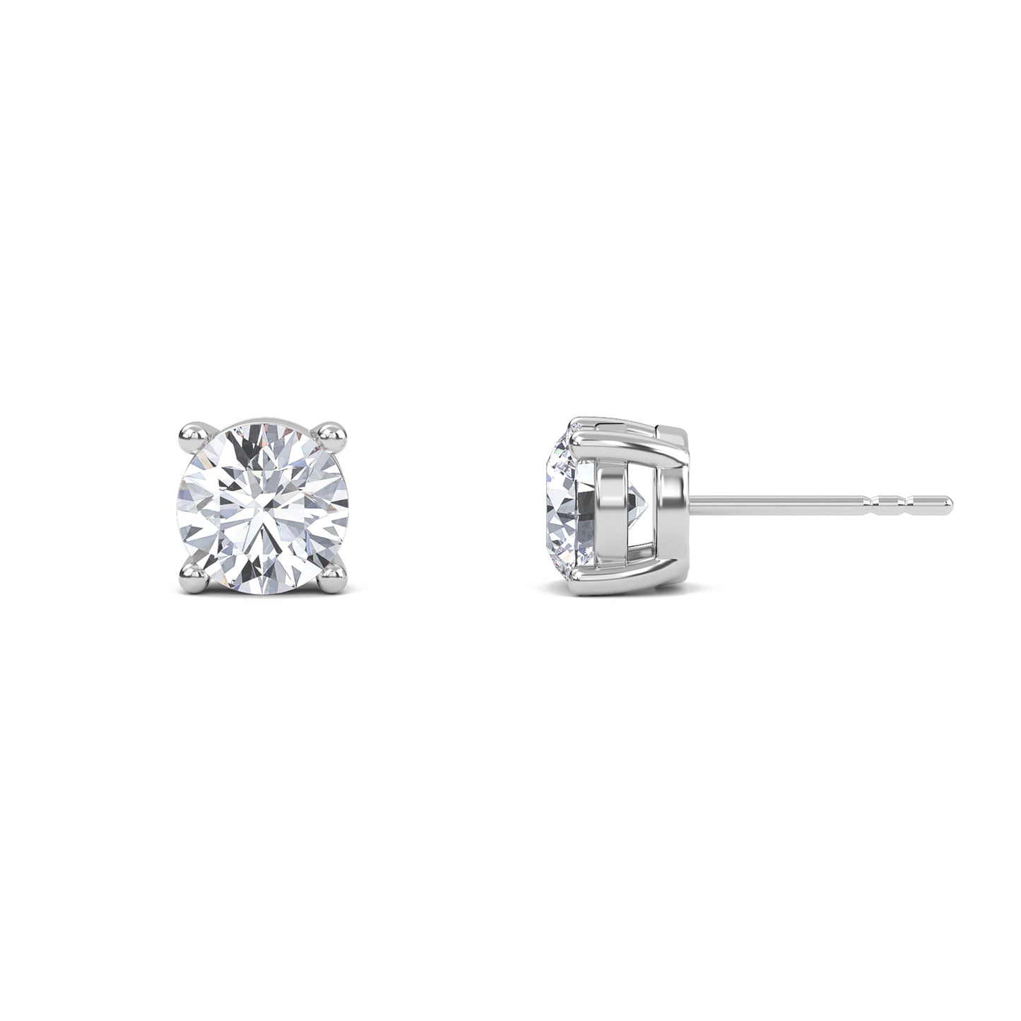 3 Carat Round Four Prong Solitaire Earrings