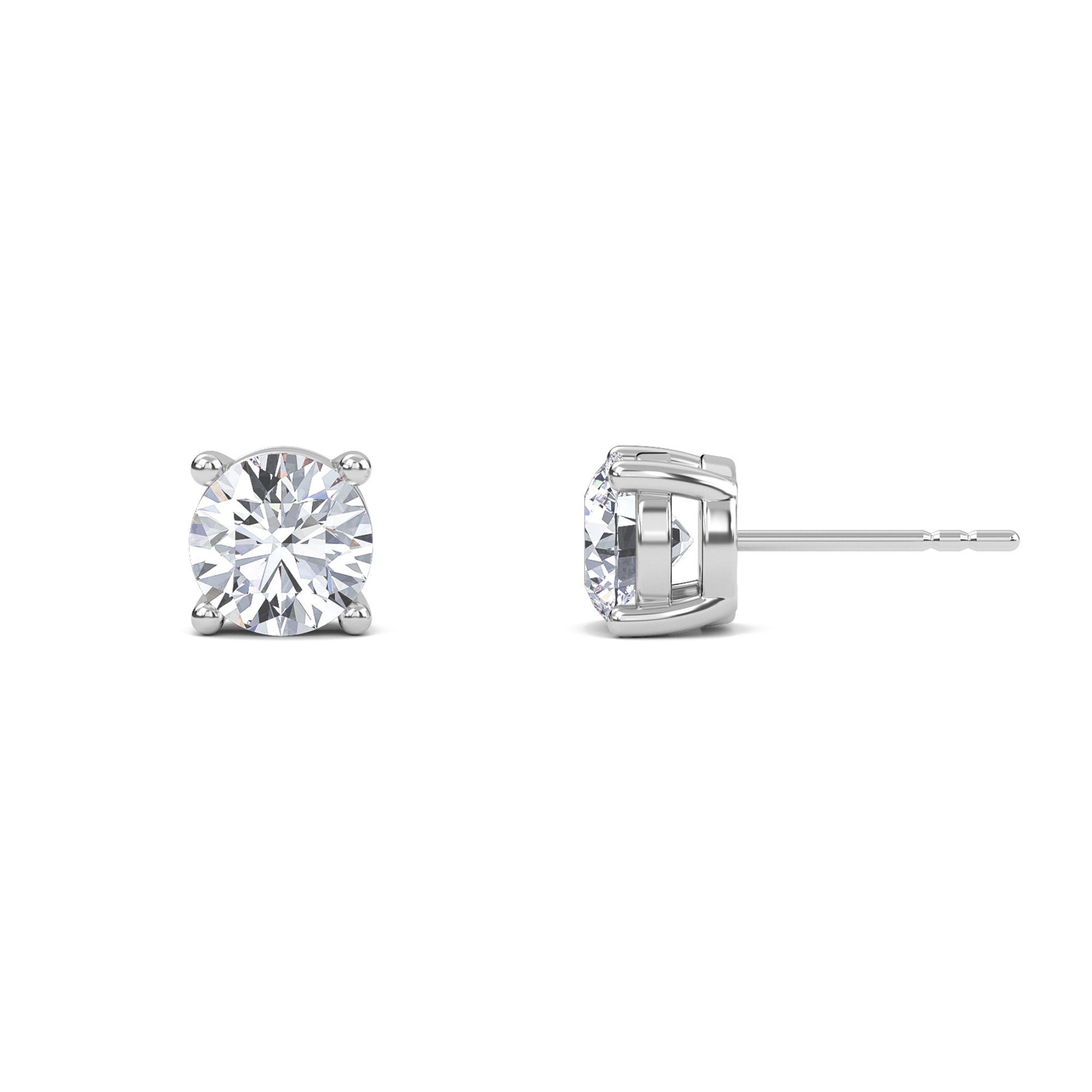 3 Carat Round Four Prong Solitaire Earrings