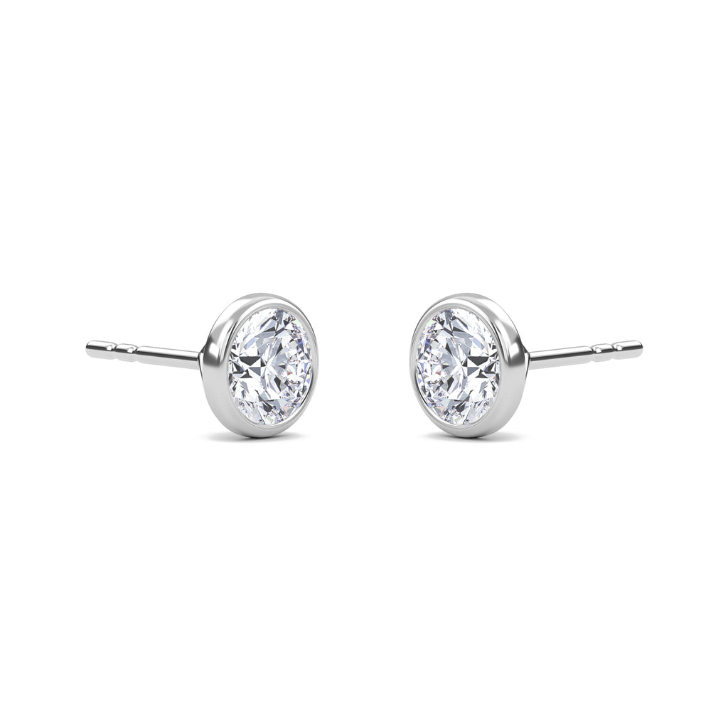 0.77 Carat Round Bezel Set Solitaire Earrings