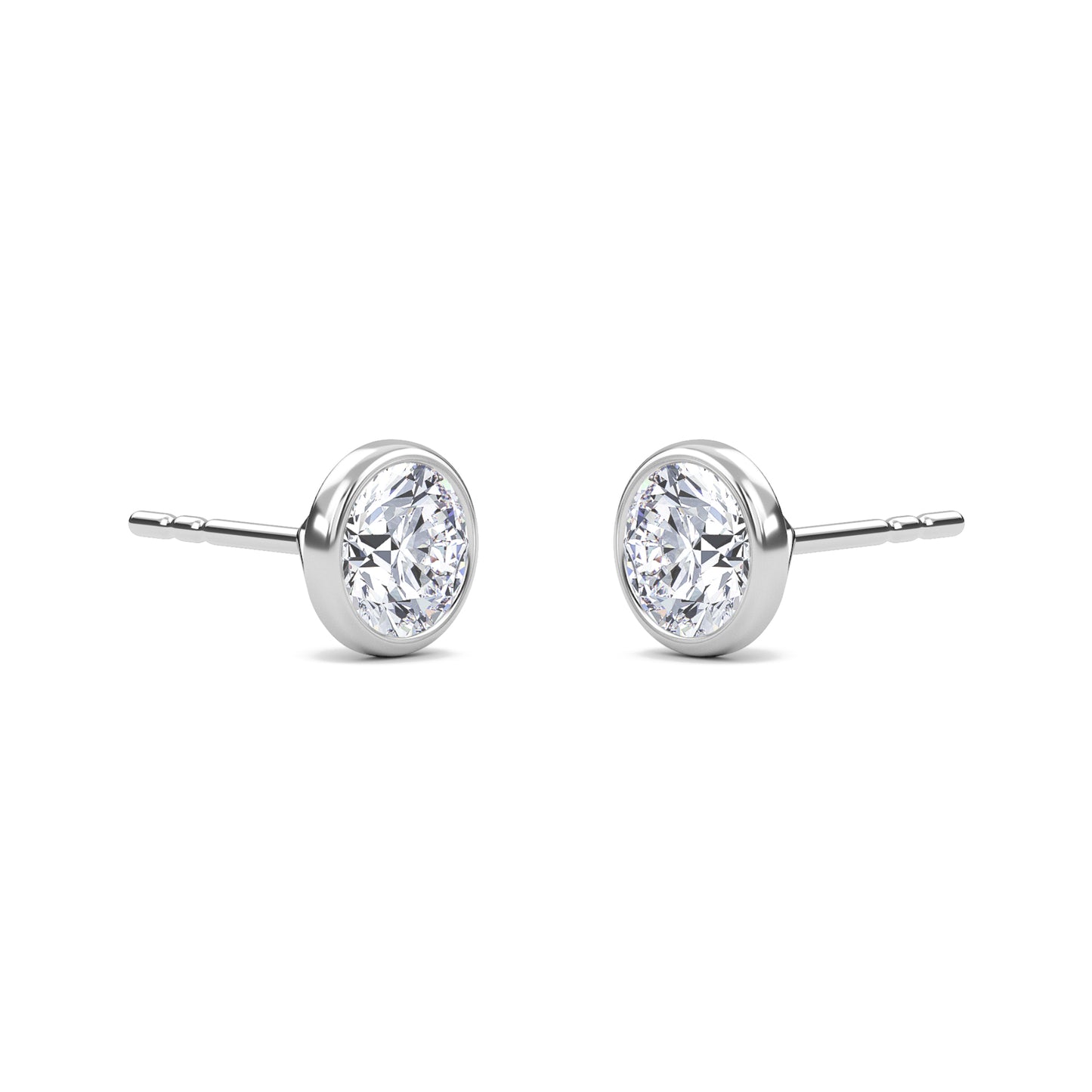 Round Bezel Set Solitaire Earrings