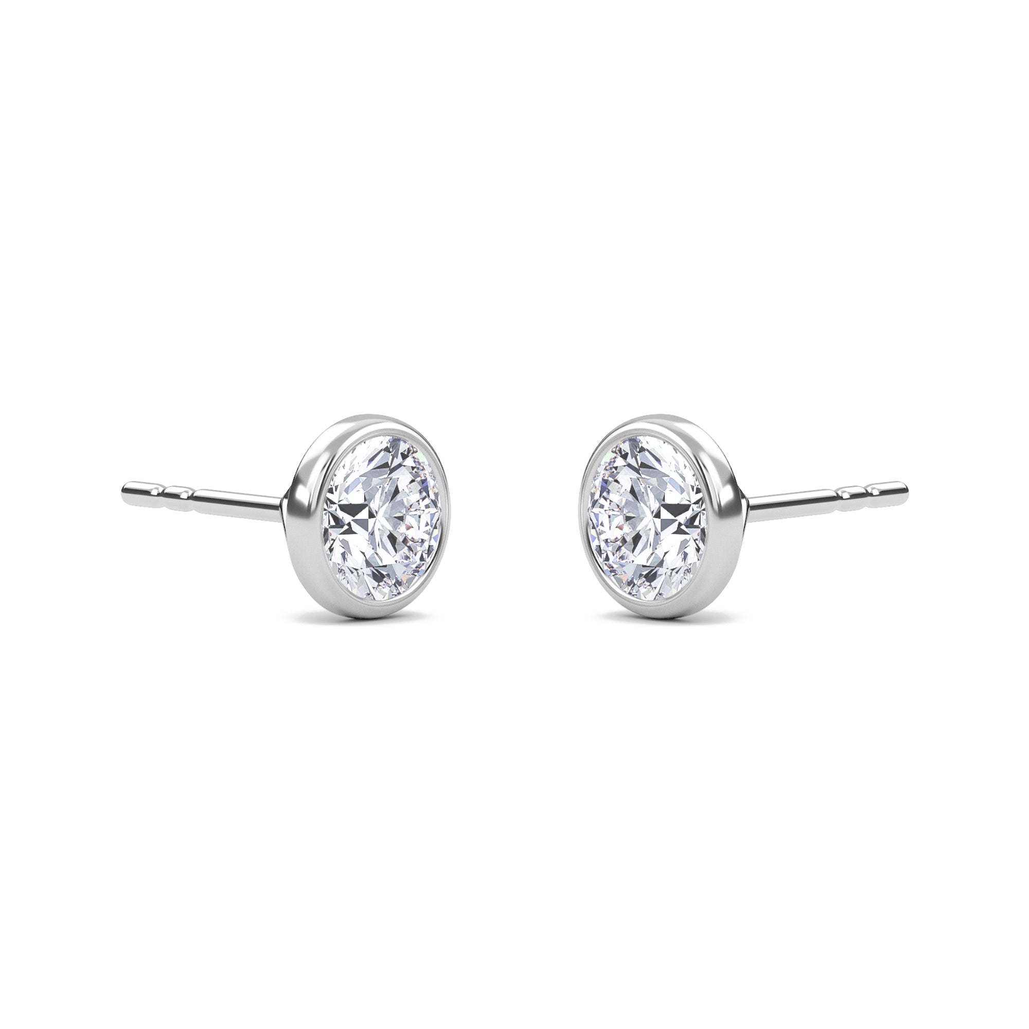 0.77 Carat Round Bezel Set Solitaire Earrings