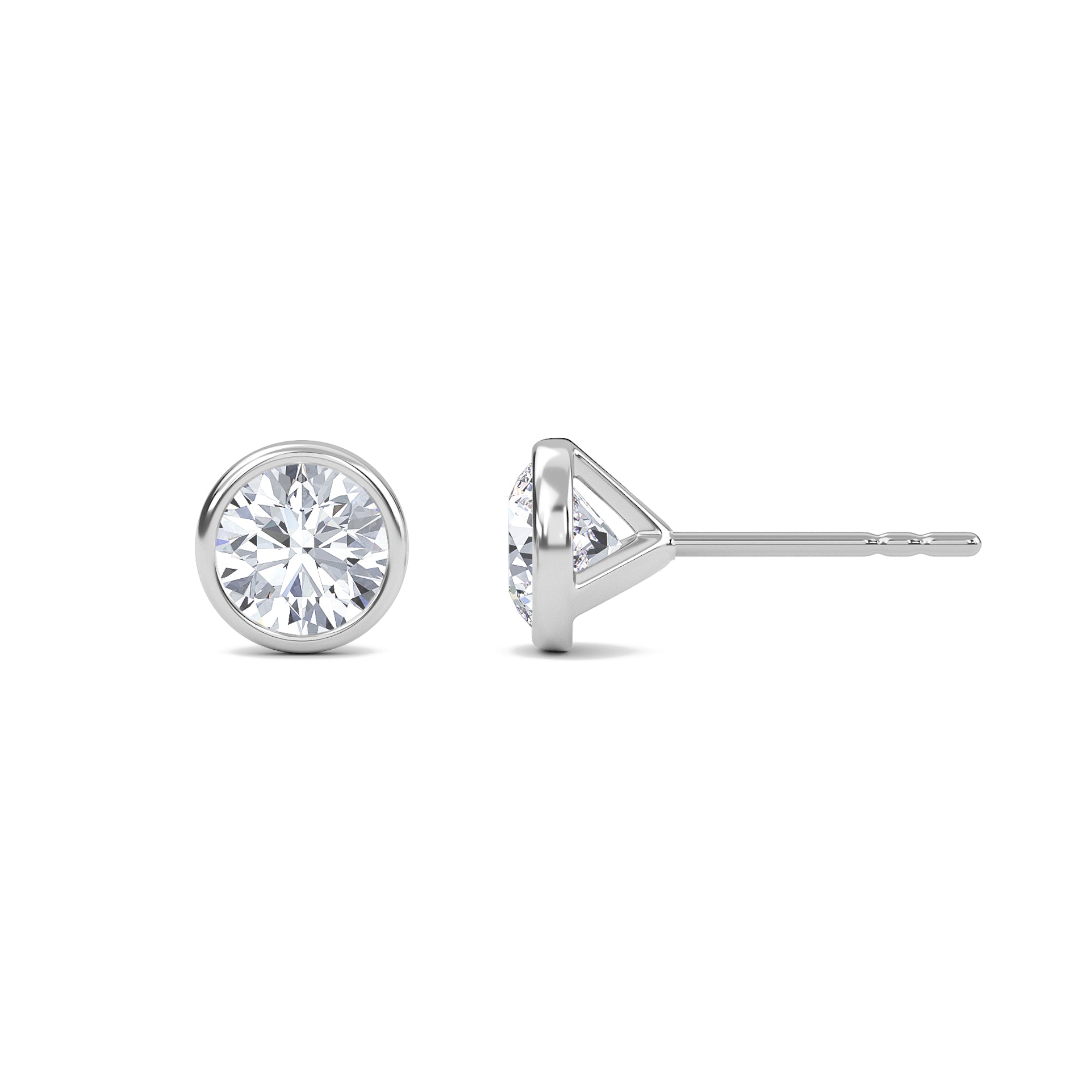 0.77 Carat Round Bezel Set Solitaire Earrings